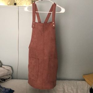 Forever 21 Pink Faux Suede Overall Dress